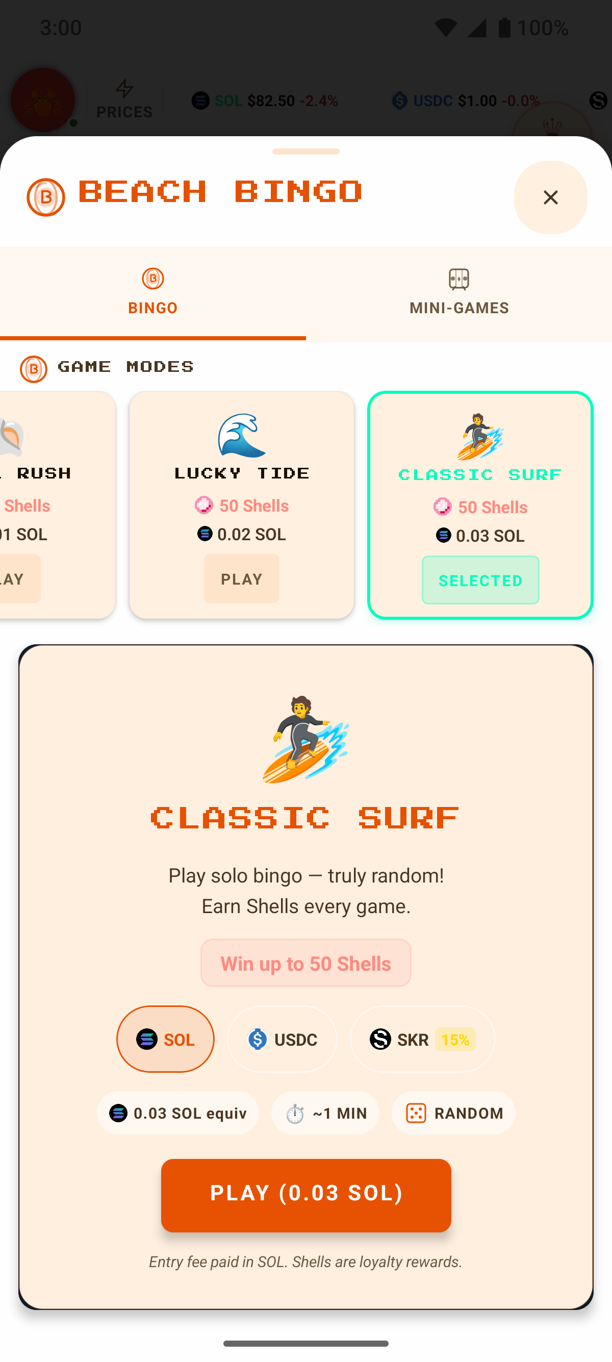 Mini-games list in light theme