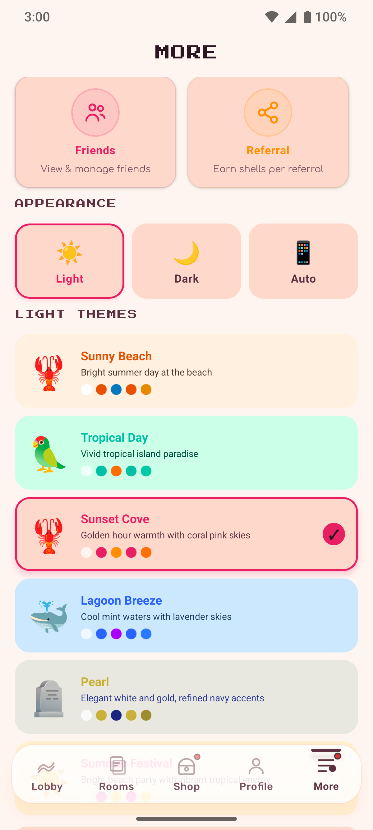 Sunset Cove theme